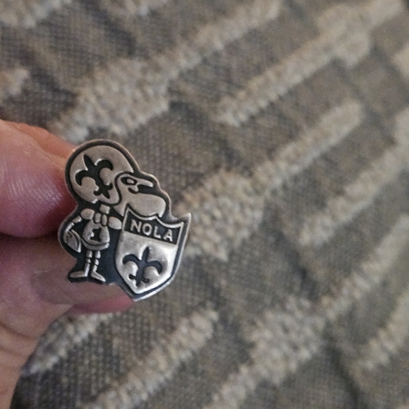 VTG.LETY G. NOLA STERLING RING. N.O. SAINTS & FLEUR DE LYS - Picture 1 of 6